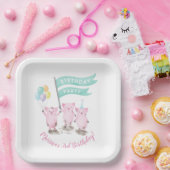 ピンクピギー子供の誕生日 ペーパープレート (パーティー)
