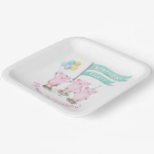 ピンクピギー子供の誕生日 ペーパープレート (傾斜あり)