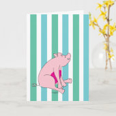 ピンクピギー誕生日カード カード (黄色い花)