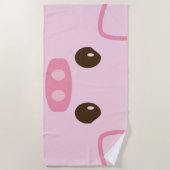 ピンクピギー顔ビーチタオル ビーチタオル (正面)