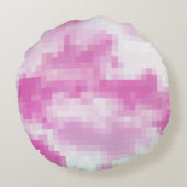 ピンクピクセル化ラウンド装飾用クッション ラウンドクッション (裏面)