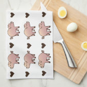 ピンクピグとハートタオル キッチンタオル (四つ折り)