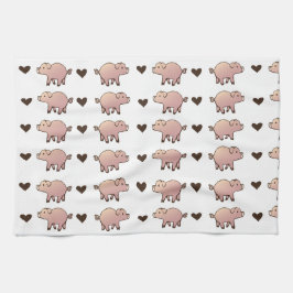 ピンクピグとハートタオル キッチンタオル