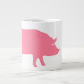 ピンクピグシルエット | おもしろい家畜 ジャンボコーヒーマグカップ (正面)