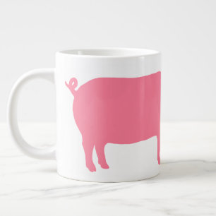 ピンクピグシルエット おもしろい家畜 ジャンボコーヒーマグカップ