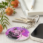 ピンクピグデザインアクリルキーチェーンラウンドハッピーホッグ キーホルダー (正面右)