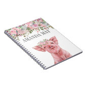 ピンクピグフローラフラワーウォーター色モノグラム ノートブック (右側)