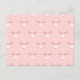 ピンクピグ顔繰り返しパターン ポストカード