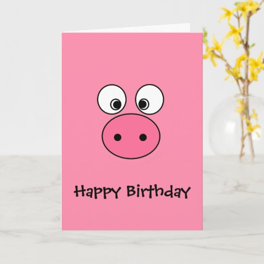 ピンクピグ顔 カード (黄色い花)