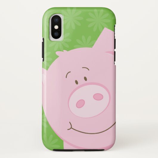 ピンクピグiPhoneの携帯電話ケース緑の背景 Case-Mate iPhoneケース (裏面)