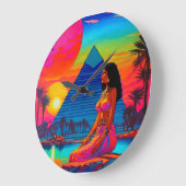 ピンクピサイケデリックラミッドプリンセス ラージ壁時計 (傾斜)