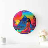 ピンクピサイケデリックラミッドプリンセス ラージ壁時計 (ホーム)