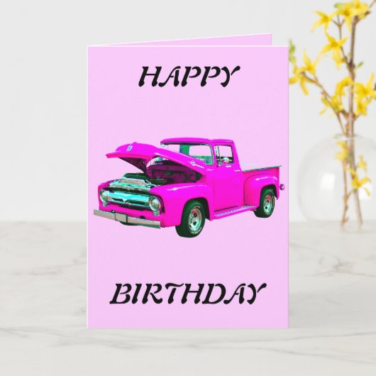 ピンクピックアップ カード (黄色い花)