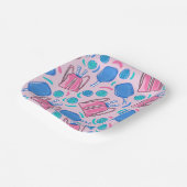 ピンクピックピックボールのパドルとボール ペーパープレート (傾斜あり)