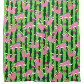 ピンクピックボールのナマケモノ🦥 シャワーカーテン (正面)