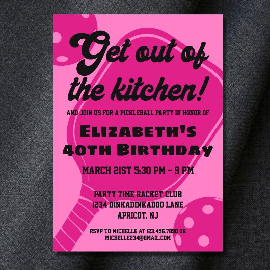 ピンクピックボールパーティースポーツパドル誕生日 招待状