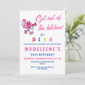 ピンクピックボールパーティー漫画スポーツ誕生日 招待状 (スタンド正面)