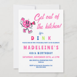 ピンクピックボールパーティー漫画スポーツ誕生日 招待状