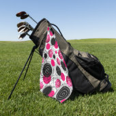 ピンクピックボール柄スウェットタオル ゴルフタオル (グリーン)