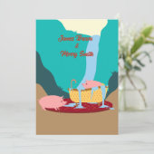 ピンクピッグズウォーターフォールカーペットバスタブ結婚ズ 招待状 (スタンド正面)