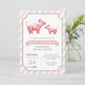 ピンクピッグファームガールベビーシャワー 招待状 (スタンド正面)