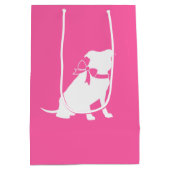 ピンクピットブルドッグベビーシャワー ミディアムペーパーバッグ (裏面)