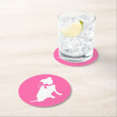 ピンクピットブルドッグベビーシャワー ラウンドペーパーコースター (インサイチュ)