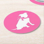 ピンクピットブルドッグベビーシャワー ラウンドペーパーコースター (アングル)