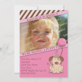 ピンクピッピーパーティー写真テンプレート 招待状 (正面)