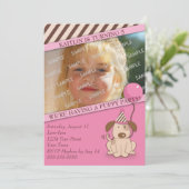 ピンクピッピーパーティー写真テンプレート 招待状 (スタンド正面)