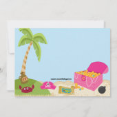 ピンクピレートガールオンアンアイランド誕生日招待状 招待状 (裏面)