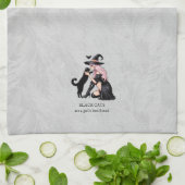 ピンクピンアップウィッチ キッチンタオル (折り畳み)