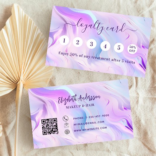 ピンクピンクのホログラフィーqrコード ロイヤリティカード