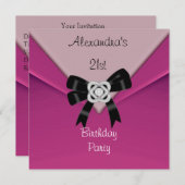 ピンクピンク21歳の誕生日パーティー招待状21 招待状 (正面/裏面)