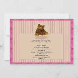 ピンクピンスプレイテディベアベビー発表 案内状