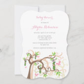 ピンクピーインザポッドガールベビーシャワー招待状 招待状 (正面)