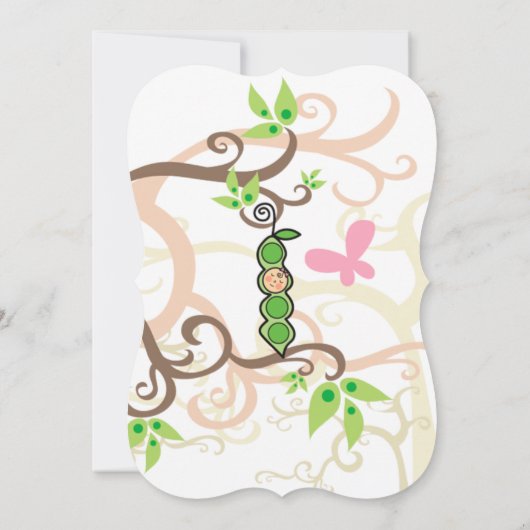 ピンクピーインザポッドガールベビーシャワー招待状 招待状 (裏面)