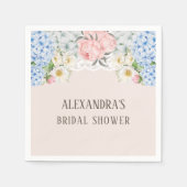 ピンクピーオンロマンティックブルーアジサイブライダルシャワー スタンダードカクテルナプキン (正面)