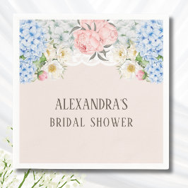 ピンクピーオンロマンティックブルーアジサイブライダルシャワー スタンダードカクテルナプキン