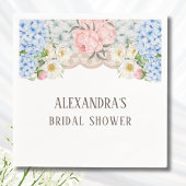 ピンクピーオンロマンティックブルーアジサイブライダルシャワー スタンダードカクテルナプキン