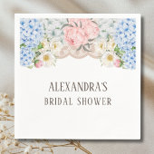 ピンクピーオンロマンティックブルーアジサイブライダルシャワー スタンダードカクテルナプキン