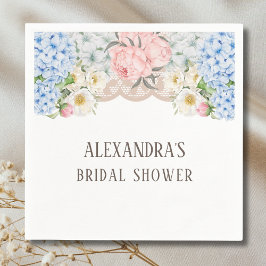 ピンクピーオンロマンティックブルーアジサイブライダルシャワー スタンダードカクテルナプキン