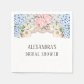 ピンクピーオンロマンティックブルーアジサイブライダルシャワー スタンダードカクテルナプキン (正面)