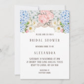 ピンクピーオンロマンティックブルーアジサイブライダルシャワーI 招待状 (正面)