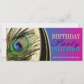 ピンクピーコックエキゾチック女神パーティの招待状 招待状 (正面)