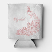 ピンクピーコックパーソナライズされたクーラーボックス 缶クーラー (正面)