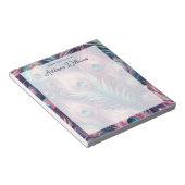 ピンクピーコックフェザー名前をカスタムする ノートパッド (アングル)