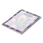 ピンクピーコックフェザー名前をカスタムする ノートパッド (回転)