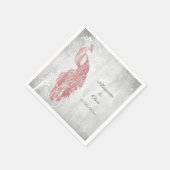 ピンクピーコックブライダルシャワーナプキンス スタンダードカクテルナプキン (角)