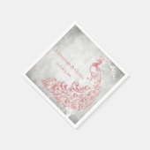 ピンクピーコックリーフつる植物ブライダルシャワーナプキン スタンダードカクテルナプキン (角)